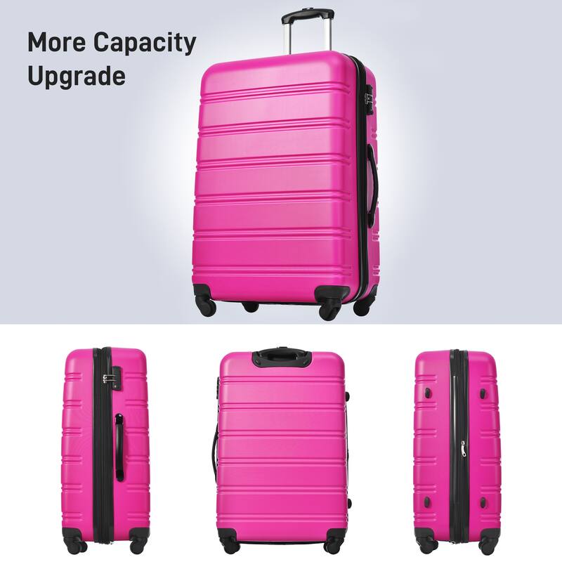 Pink Suitcase Carry on Luggage, 24" Carryon with Spinner Wheels